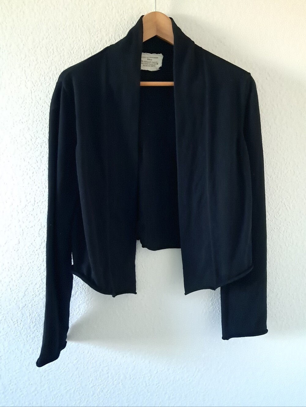 Lars Andersson Cropped Jacket 100% Organic Cotton Knit Fabric Open Front Small